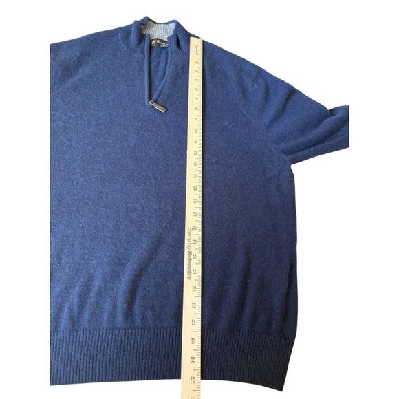 Daniel Bishop CASHMERE Sweater large Navy Blue Mock Neck 1/4 Zip - Picture 5 of 7